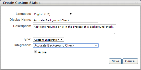 Accurate Background Check - Create Custom Status